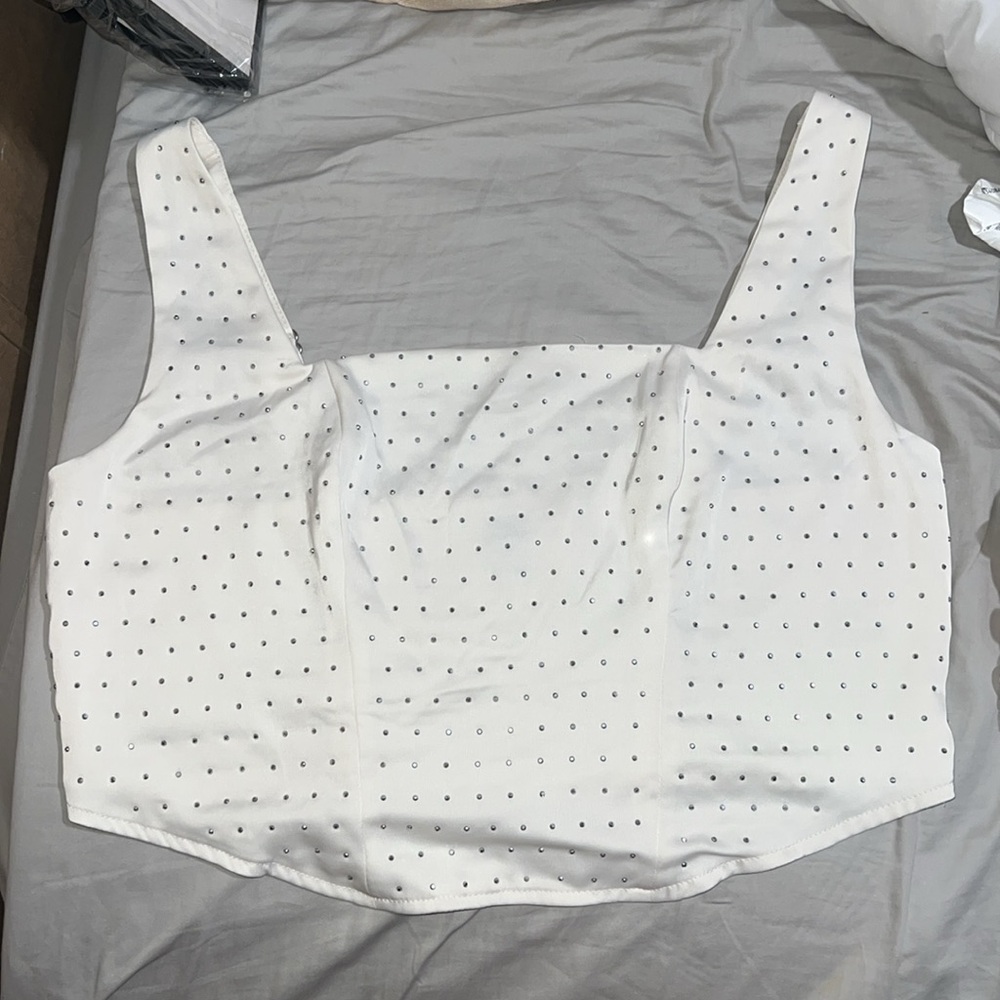 White Bedazzled Corset Top